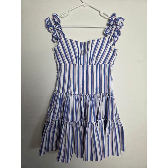 Caroline Constas Off Shoulder Dress Striped Medium M - Picture 3 of 15